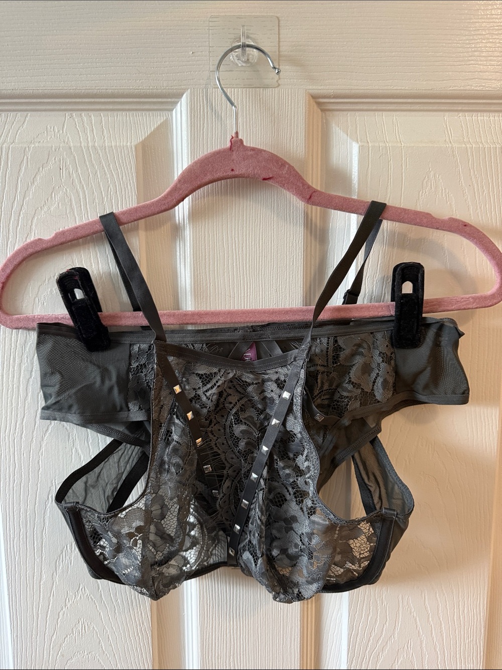 ADORE ME ~ Sheer Lace Off-Shoulder Bralette in Gray
